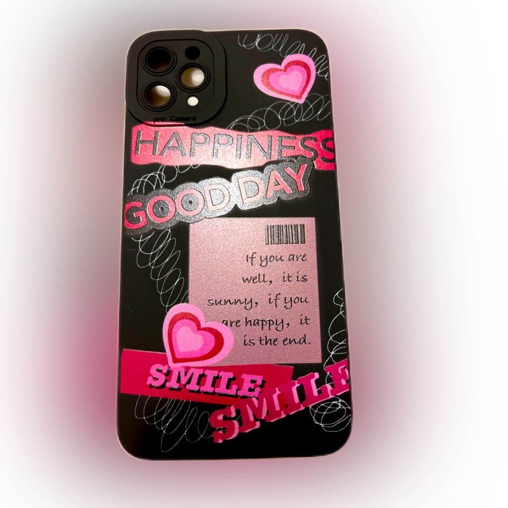 iPhone 11 ProMax Pink Heart Pattern Silicone Soft Phone Case - Picture 2 of 3